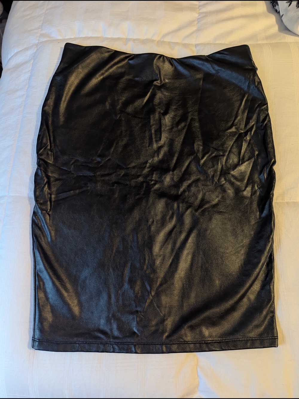 Shinestar Black Faux Leather Pencil Skirt